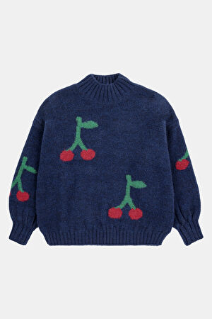Lacivert Relax Kalıp Bisiklet Yaka Sweatshirt