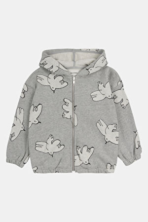 Açık Gri Relax Kalıp Bisiklet Yaka Sweatshirt