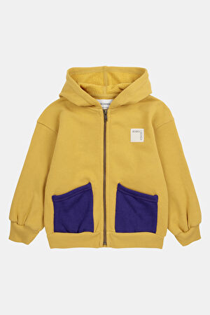 Sarı Relax Kalıp Bisiklet Yaka Sweatshirt