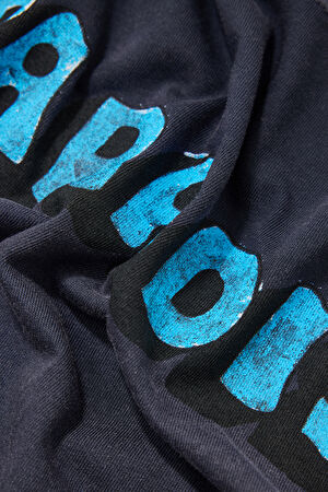 Relax Kalıp Antrasit Bisiklet Yaka Baskılı T-Shirt_4
