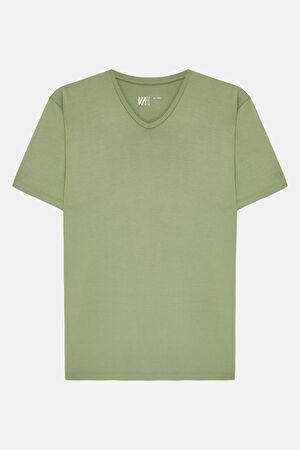 Yeşil V Yaka T-Shirt