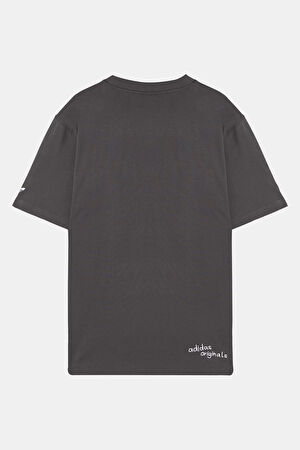 Oversize Antrasit Bisiklet Yaka Baskılı T-Shirt_2