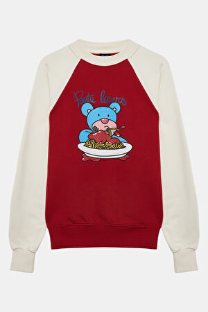 Kırmızı Relax Kalıp Sweatshirt