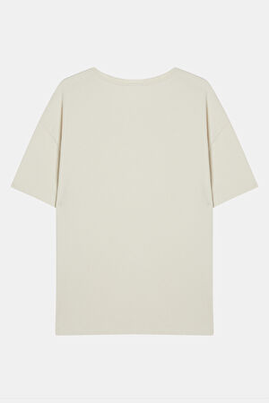 Ekru Bisiklet Yaka T-Shirt_2
