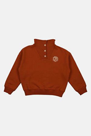 Reine Koyu Turuncu Relax Kalıp Bisiklet Yaka Sweatshirt