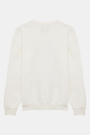 Ekru Relax Kalıp Bisiklet Yaka Sweatshirt_2