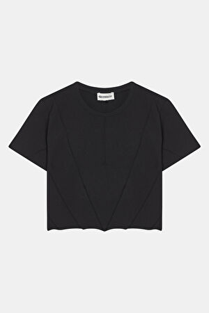 Siyah Bisiklet Yaka T-Shirt