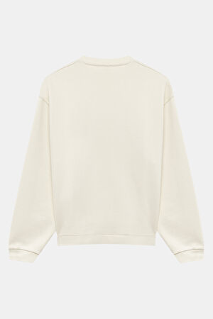 Krem Relax Kalıp O Yaka Sweatshirt_2