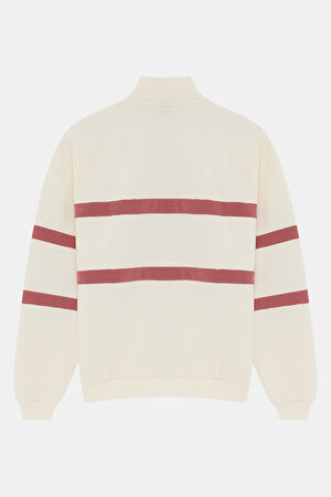 Krem Relax Kalıp Bisiklet Yaka Sweatshirt_2