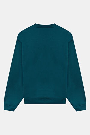 Yeşil Relax Kalıp Bisiklet Yaka Sweatshirt_2