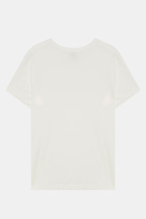 Relax Kalıp Krem O Yaka Baskılı T-Shirt_2
