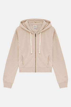 Bej Kapüşonlu Sweatshirt