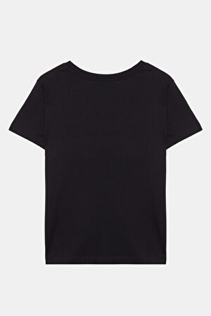 Relax Kalıp Siyah O Yaka Baskılı T-Shirt_2