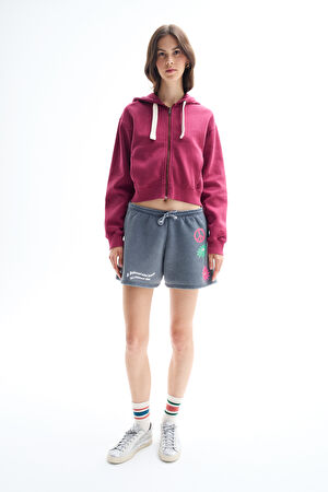 Bordo Kapuşonlu Sweatshirt