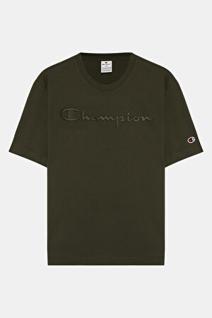Relax Kalıp Haki O Yaka Baskılı T-Shirt