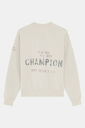 Krem  Relax Kalıp Bisiklet Yaka Sweatshirt_2