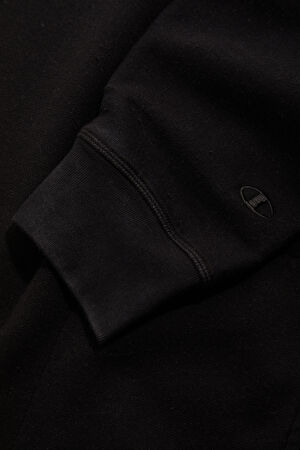 Siyah Relax Kalıp V Yaka Sweatshirt_3