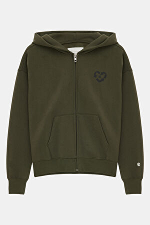 Haki Kapüşonlu Sweatshirt