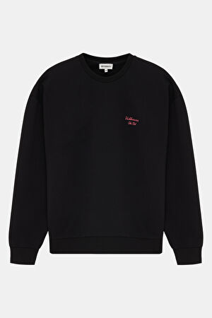 Siyah Bisiklet Yaka Sweatshirt