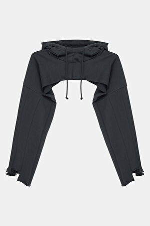 Siyah Kapüşonlu Sweatshirt