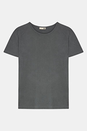 Antrasit Bisiklet Yaka T-Shirt