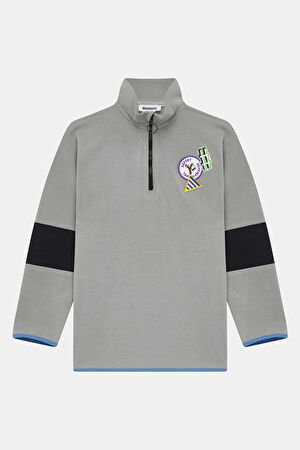 Gri Dik Yaka Sweatshirt