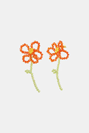 Calendula Boncuk Turuncu Küpe