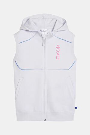 Playstation Gümüş Relax Kalıp Kapuşonlu Sweatshirt