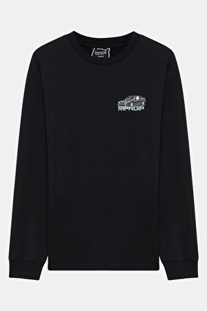 Siyah Relax Kalıp Bisiklet Yaka Sweatshirt
