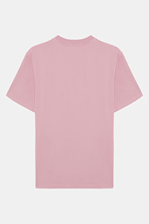 Pembe Bisiklet Yaka Baskılı T-Shirt_2