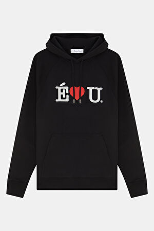 Siyah Relax Kalıp Kapüşonlu Sweatshirt