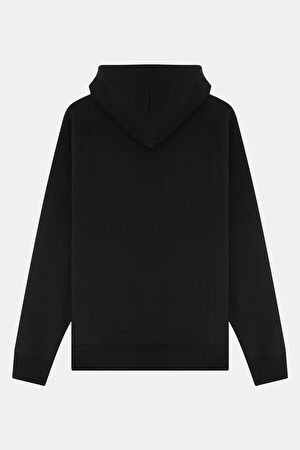Siyah Relax Kalıp Kapüşonlu Sweatshirt_2