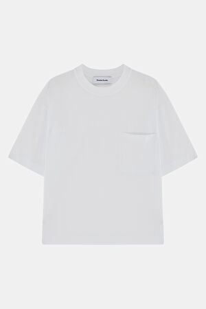 Relax Kalıp Beyaz Bisiklet Yaka T-Shirt