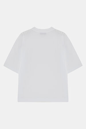 Relax Kalıp Beyaz Bisiklet Yaka T-Shirt_2