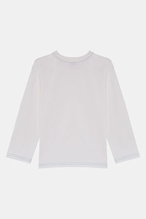 Beyaz Bisiklet Yaka T-Shirt_2