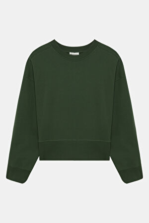 Haki Bisiklet Yaka Sweatshirt
