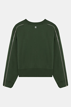 Haki Bisiklet Yaka Sweatshirt_2