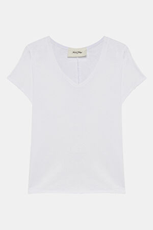 Beyaz V Yaka T-Shirt