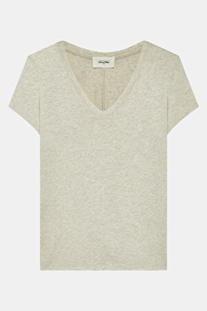 Açık Gri V Yaka T-Shirt