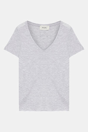 Açık Gri Kayık Yaka T-Shirt