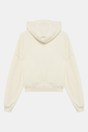 Ekru Relax Kalıp Kapüşonlu Sweatshirt_2