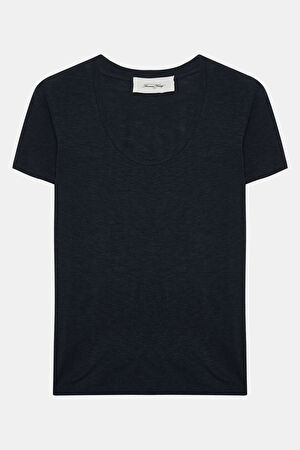 Lacivert Kayık Yaka T-Shirt