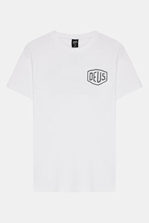Relax Kalıp Beyaz Bisiklet Yaka Baskılı T-Shirt