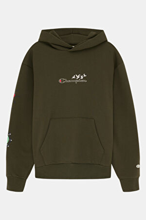 Haki Relax Kalıp Kapüşonlu Sweatshirt