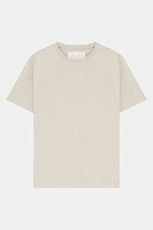 Oversize Krem Bisiklet Yaka T-Shirt
