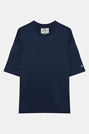 Relax Kalıp Lacivert Bisiklet Yaka T-Shirt