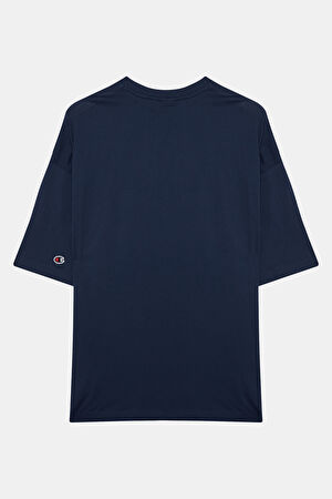 Relax Kalıp Lacivert Bisiklet Yaka T-Shirt_2