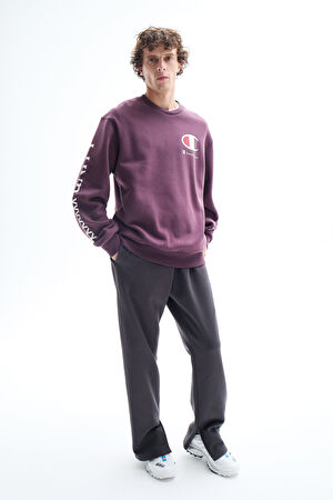 Turuncu Relax Kalıp Bisiklet Yaka Sweatshirt