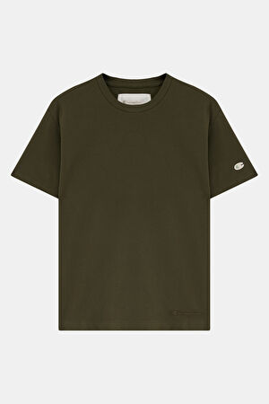 Oversize Haki Bisiklet Yaka T-Shirt