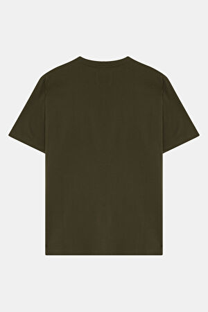 Oversize Haki Bisiklet Yaka T-Shirt_2
